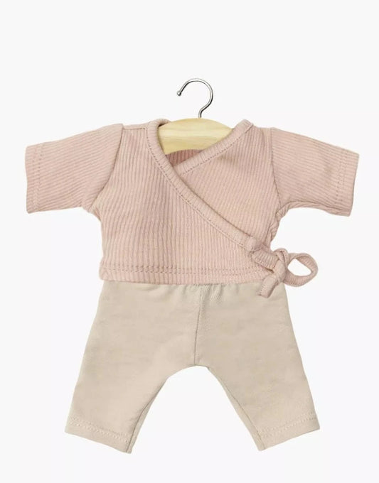 Doll Clothing  Roxane petal pink ribbed knit wrap set Minikane Lil Tulips