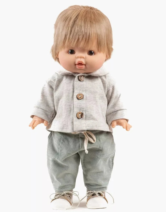 Doll Clothing - Samy set in Heather Jersey and Sage Green Minikane Lil Tulips