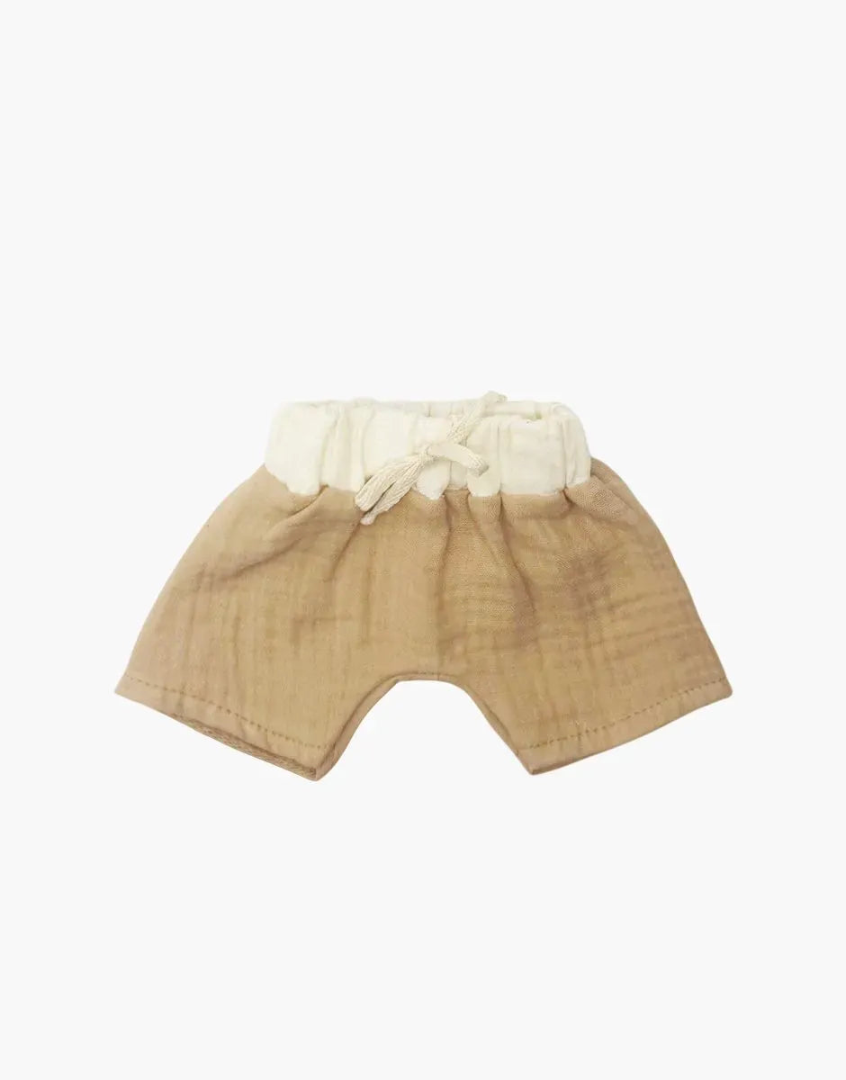 Doll Clothing Vito swim shorts in latte/ecru cotton gauze Minikane Lil Tulips