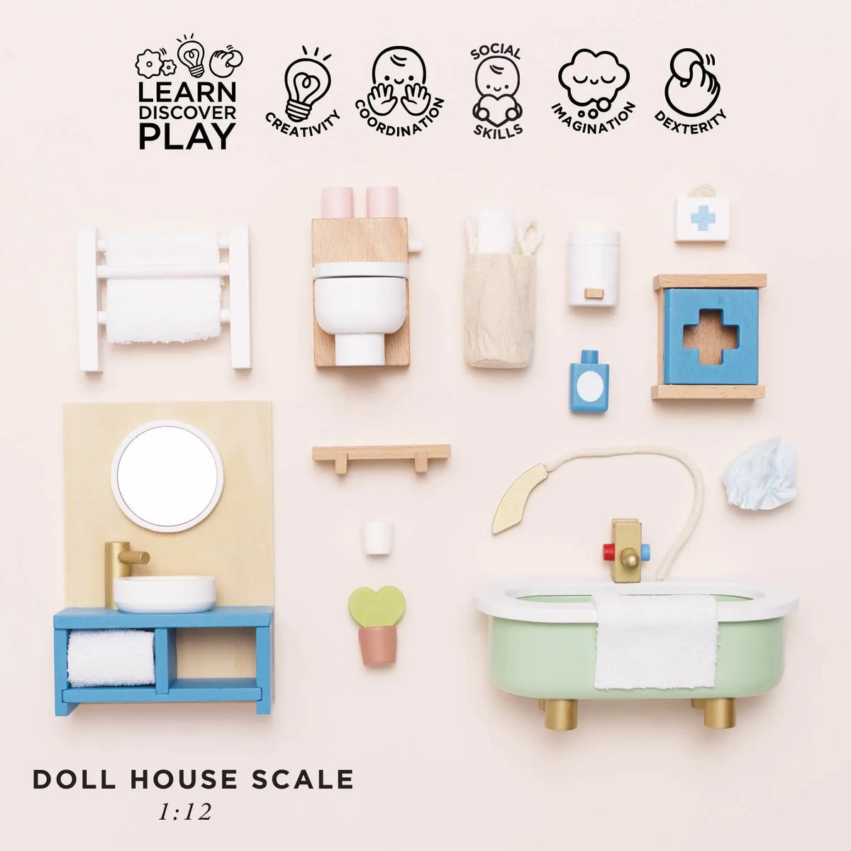 Dolls House Bathroom Furniture Set Le Toy Van Lil Tulips