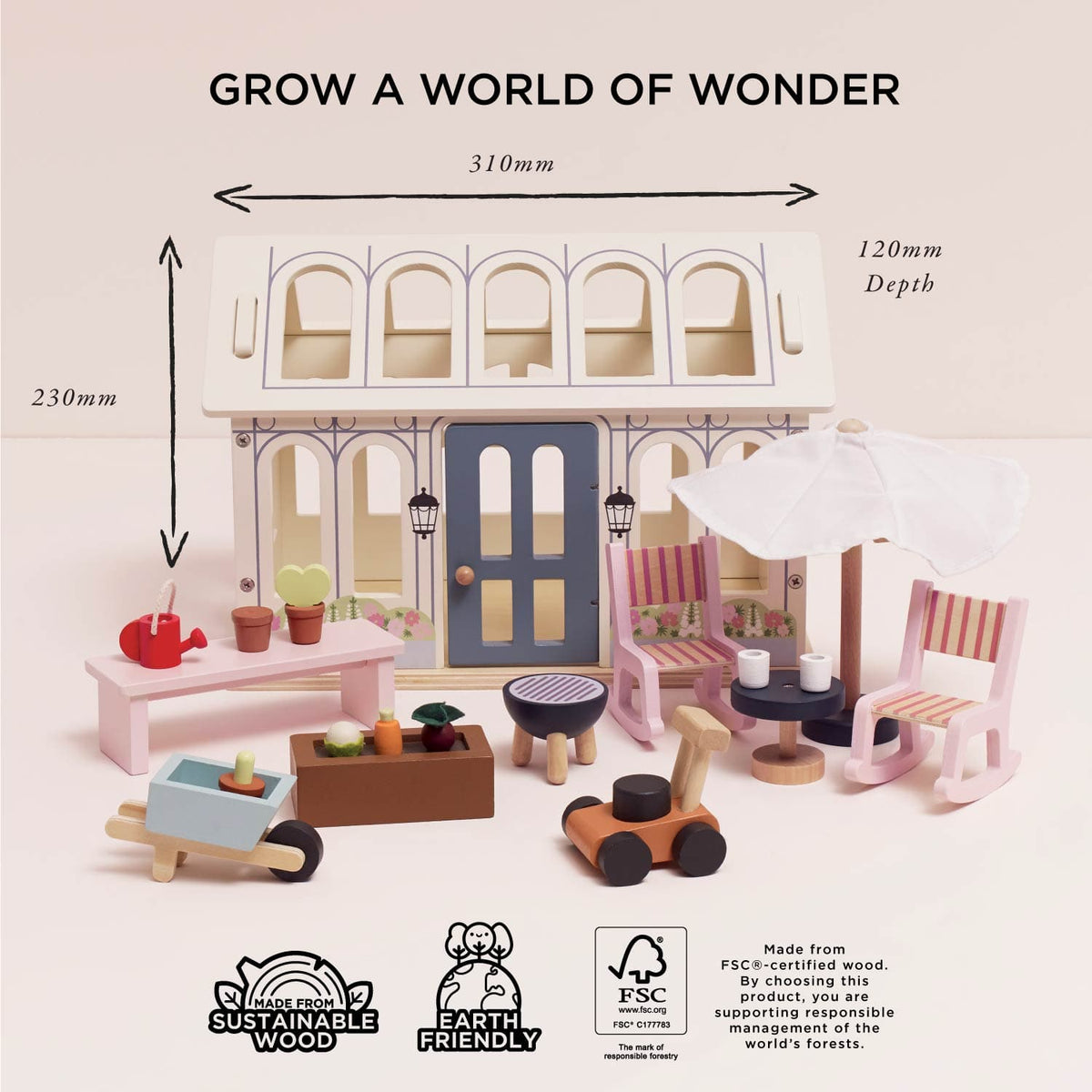 Dolls House Conservatory Playset Le Toy Van Lil Tulips