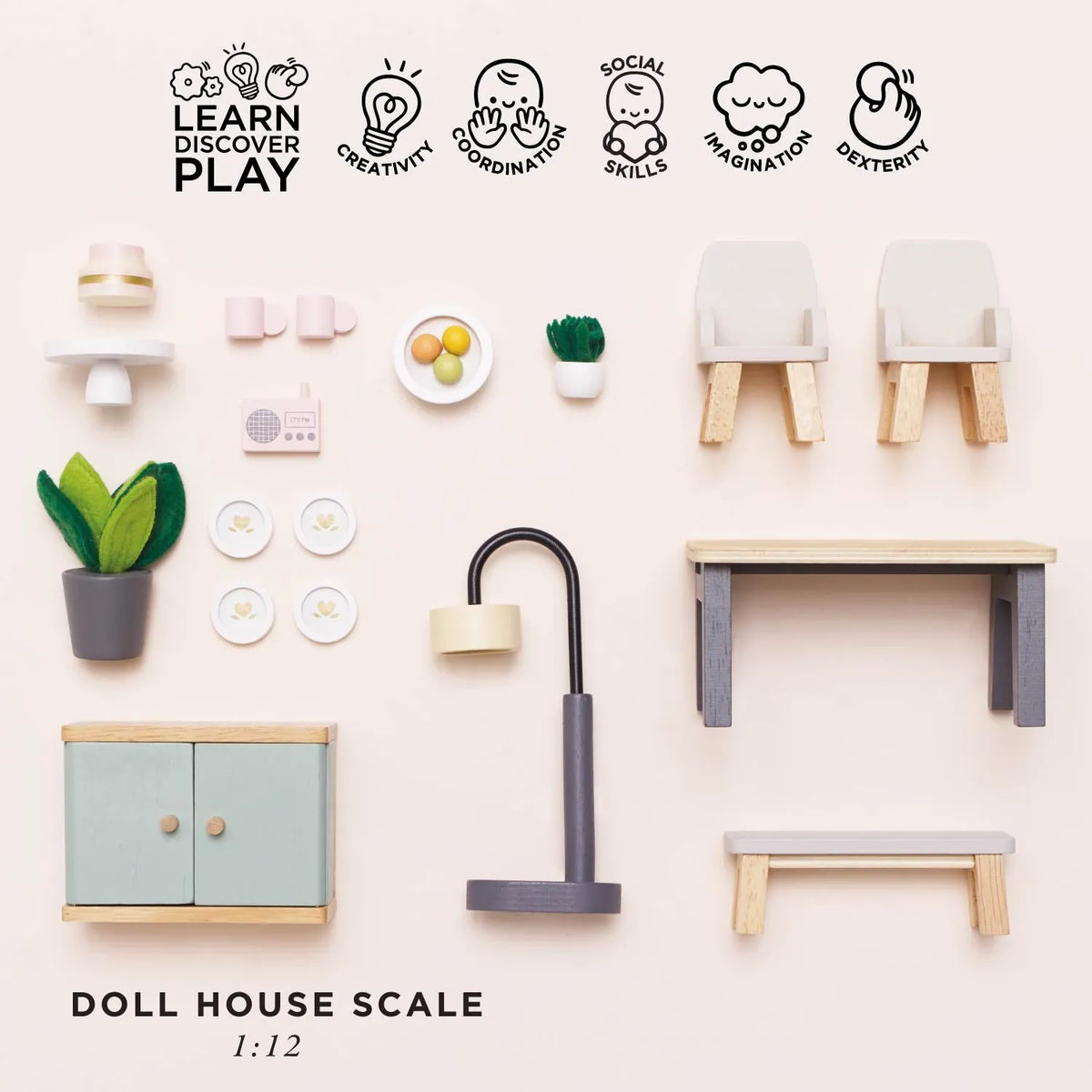 Dolls House Dining Room Furniture Set Le Toy Van Lil Tulips