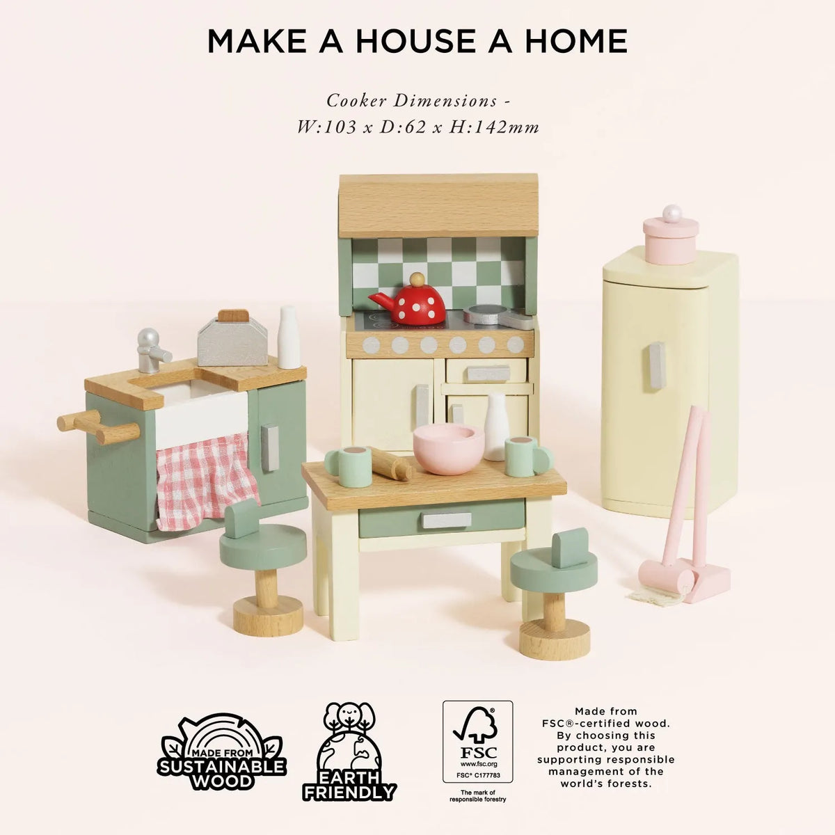 Dolls House Kitchen Furniture Set Le Toy Van Lil Tulips