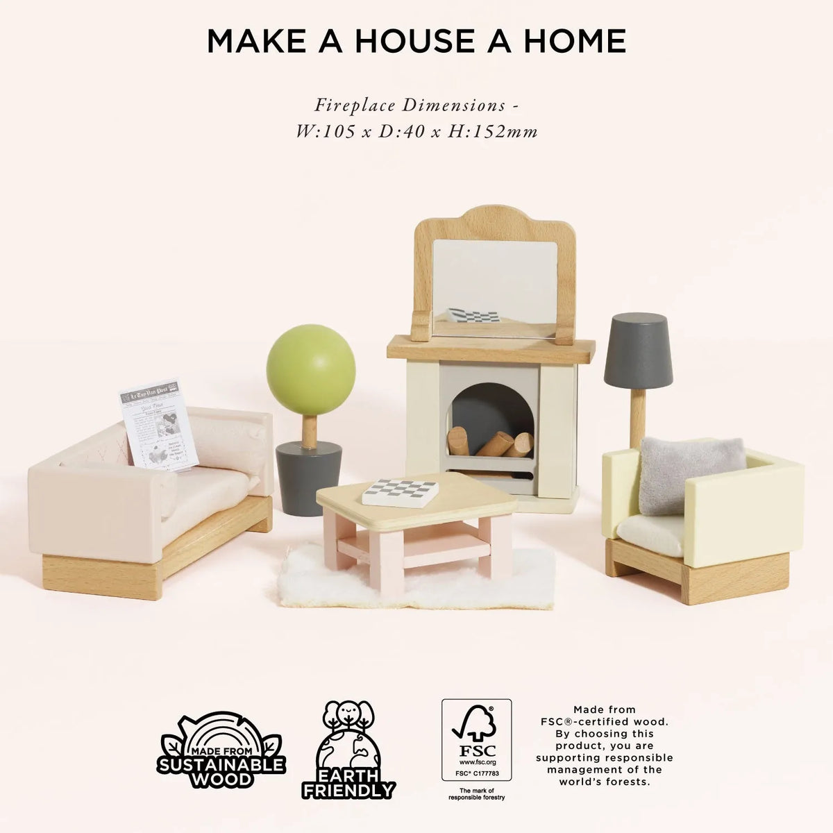 Dolls House Sitting Room Furniture Set Le Toy Van Lil Tulips