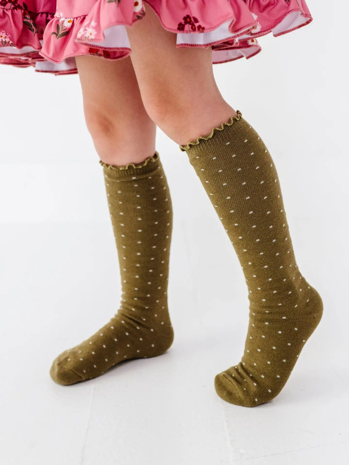 Dottie Knee Socks - Olive Little Stocking Company Lil Tulips