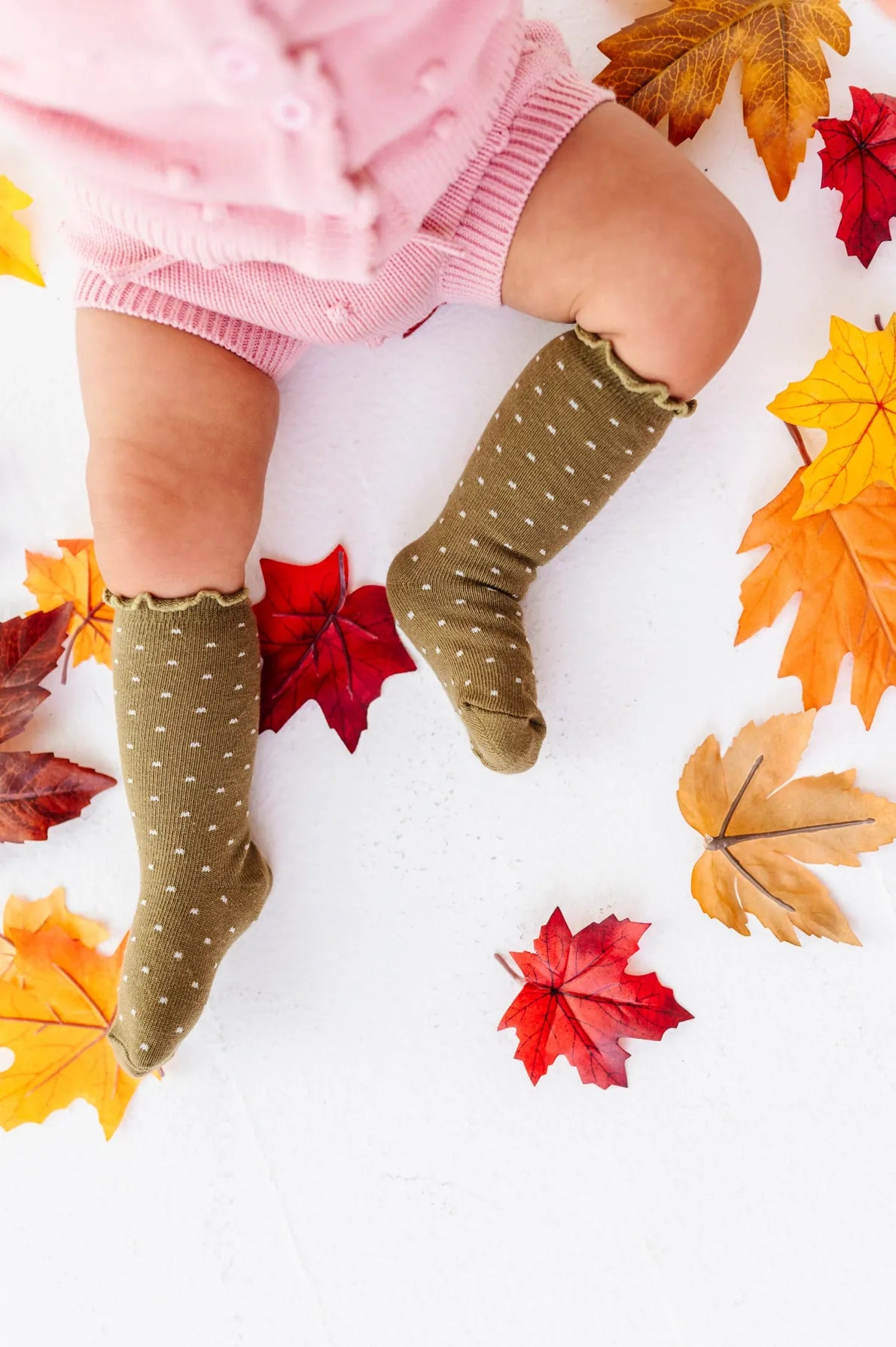 Dottie Knee Socks - Olive Little Stocking Company Lil Tulips