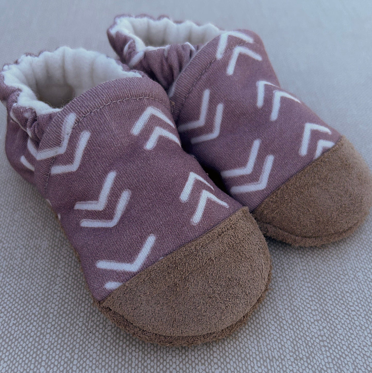 Dusky Rose Chevron Organic Slippers Snow + Arrow Lil Tulips