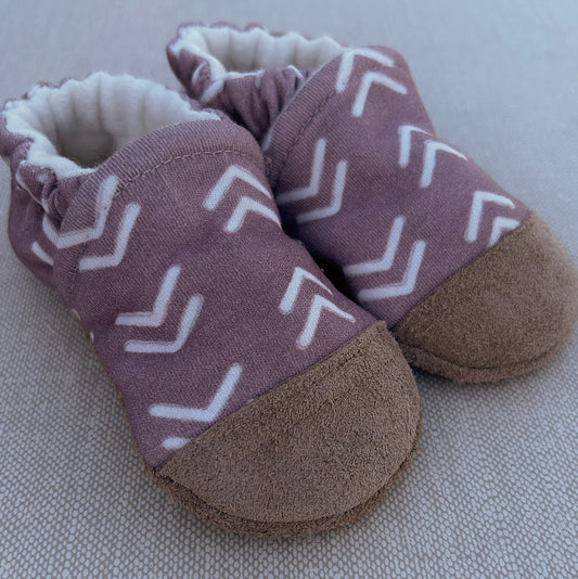 Dusky Rose Chevron Organic Slippers Snow + Arrow Lil Tulips