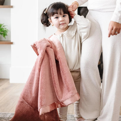 Dusty Peach Satin Border Blanket Saranoni Lil Tulips