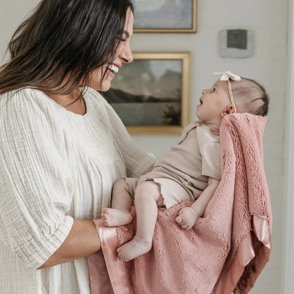 Dusty Peach Satin Border Blanket Saranoni Lil Tulips