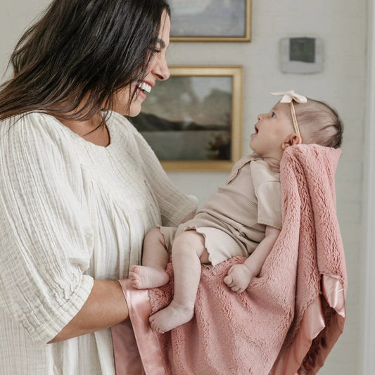 Dusty Peach Satin Border Blanket Saranoni Lil Tulips