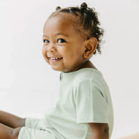 Dusty Sage Small Ribbed Summer Zip Romper Brave Little Ones Lil Tulips