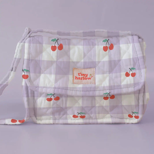 Tiny Tummies Diaper Bag - Gingham and Cherries - Tiny Harlow