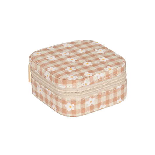 Daisy Gingham Square Jewelry Box