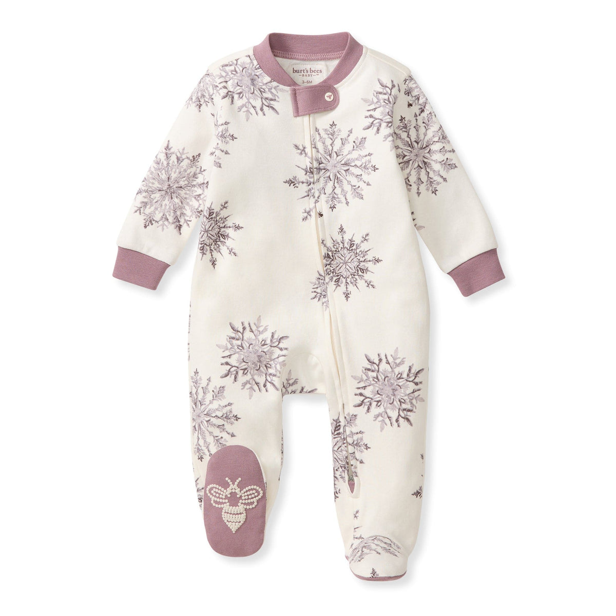 Elegant Snowflakes Organic Cotton Sleep & Play Burt's Bees Baby Lil Tulips