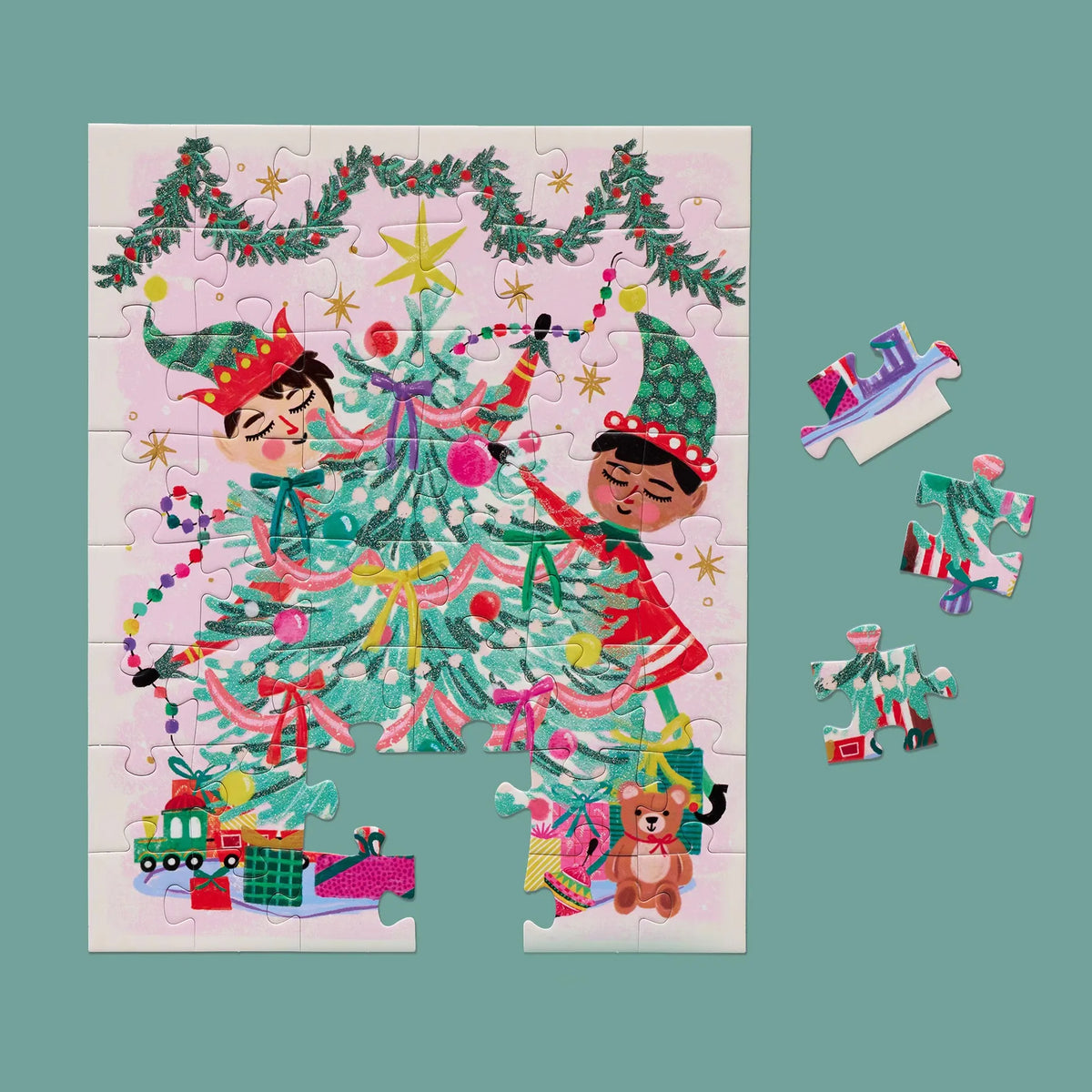 Elfing Around 48 Piece Christmas Puzzle Snax WerkShoppe Lil Tulips