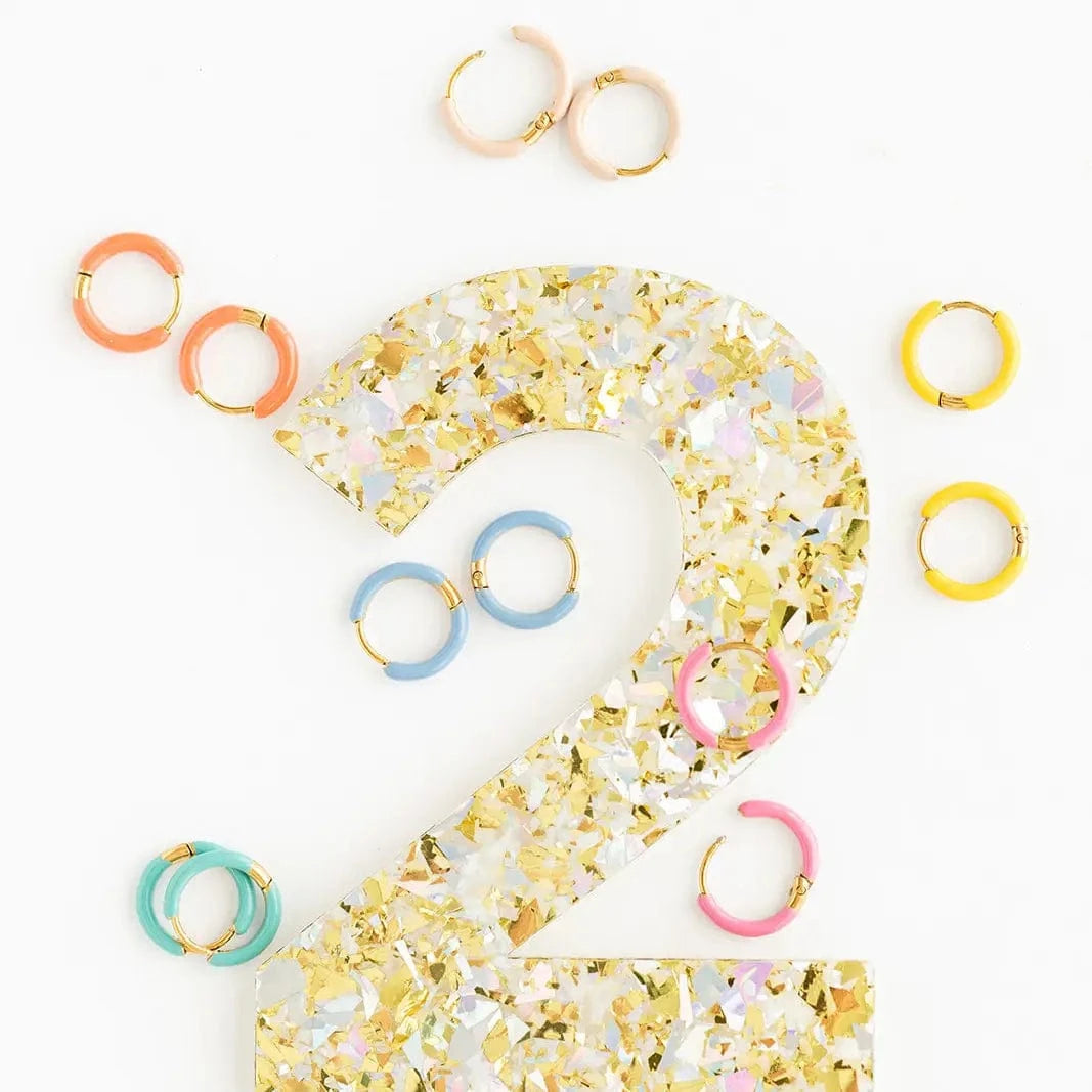 Enamal Hoop Earrings - Yellow Pip Pop Post Bracelets Lil Tulips