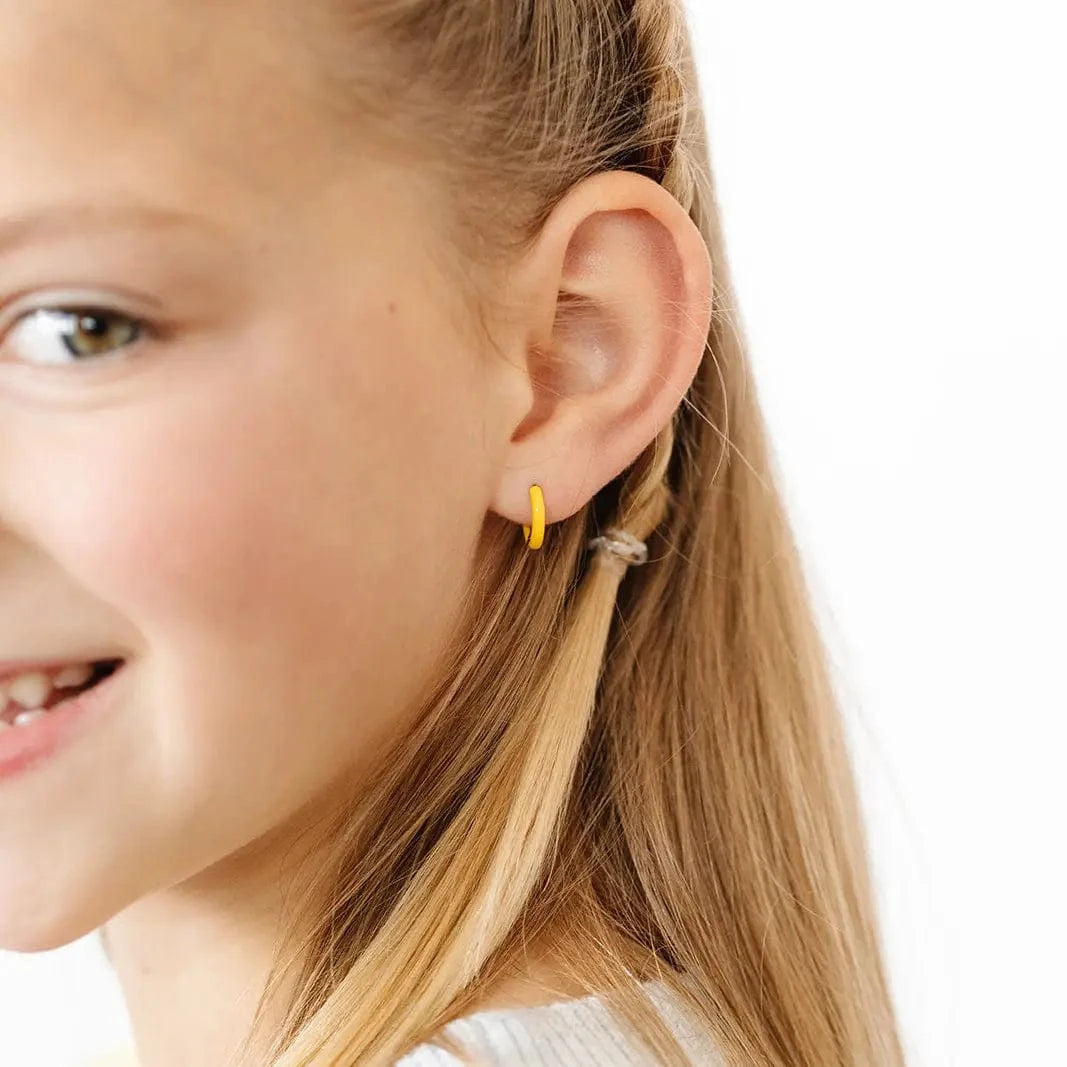Enamal Hoop Earrings - Yellow Pip Pop Post Bracelets Lil Tulips