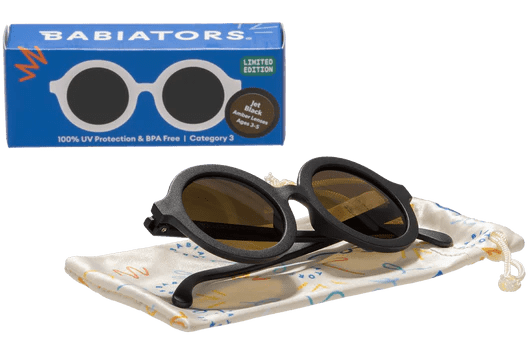 Euro Round Jet Black Sunglasses with Amber Lens Babiators Lil Tulips