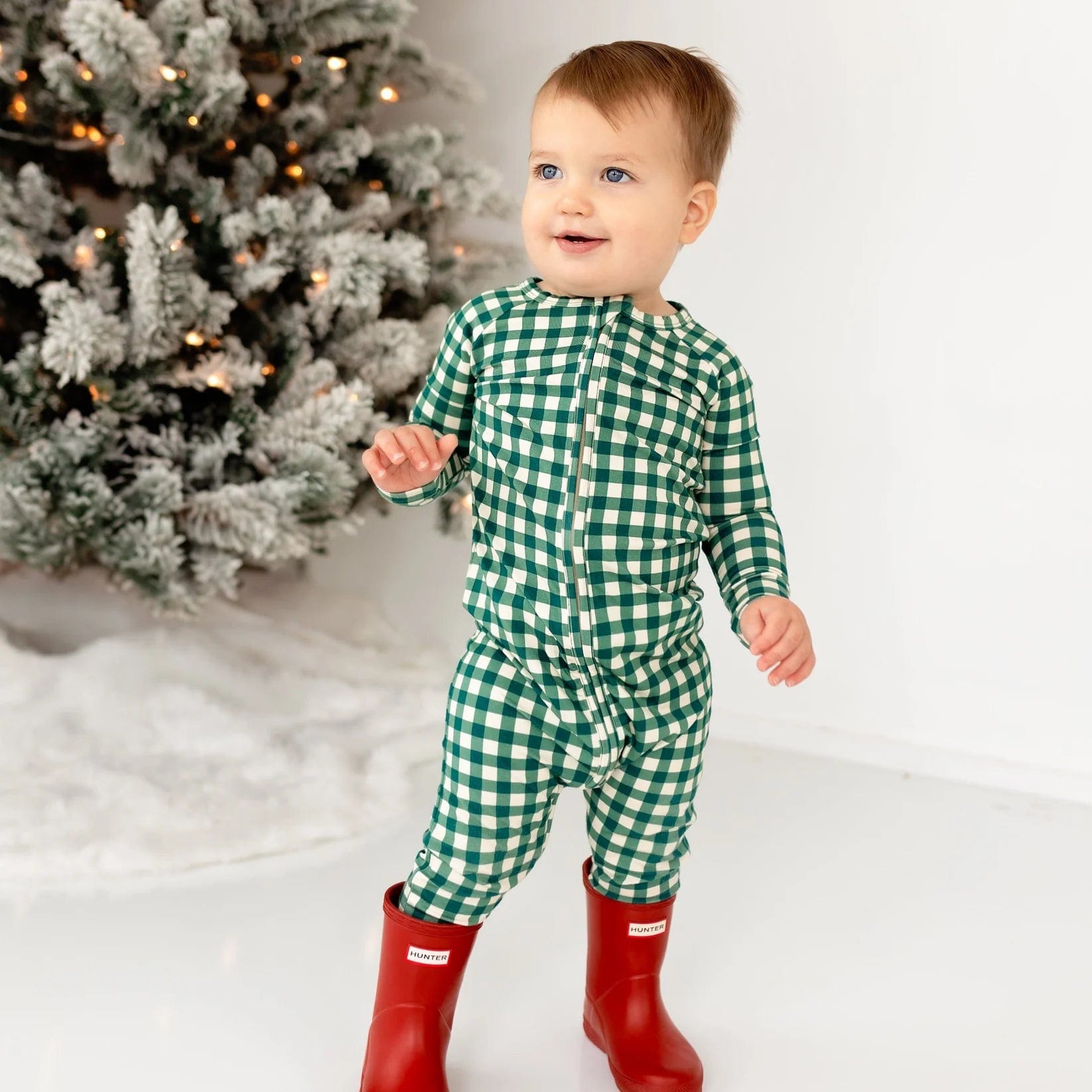 Evergreen Gingham Zip Romper Brave Little Ones Lil Tulips
