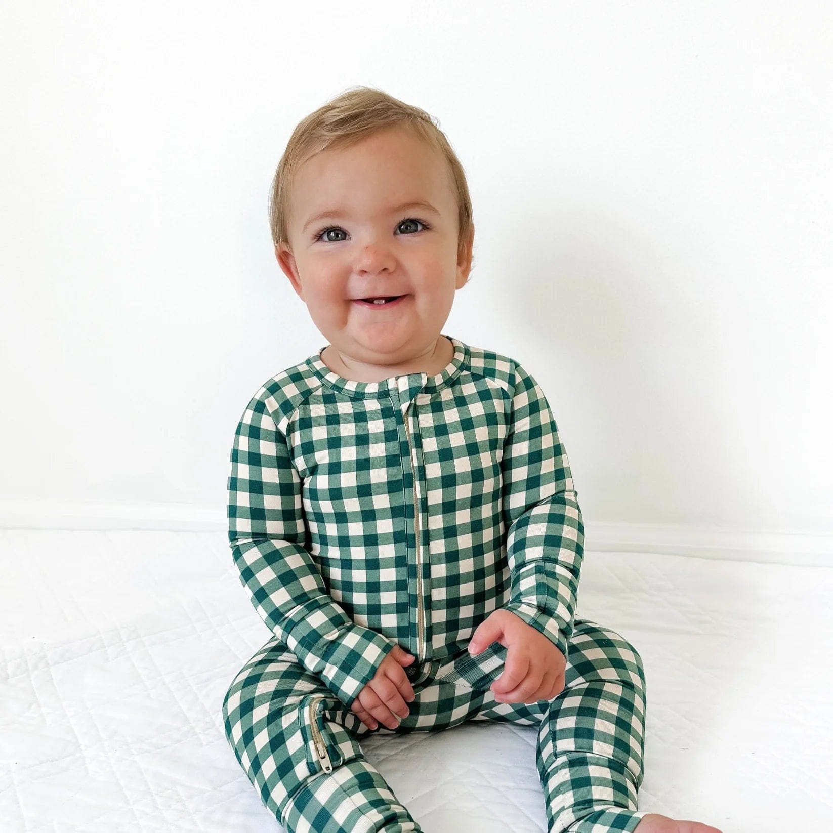 Evergreen Gingham Zip Romper Brave Little Ones Lil Tulips