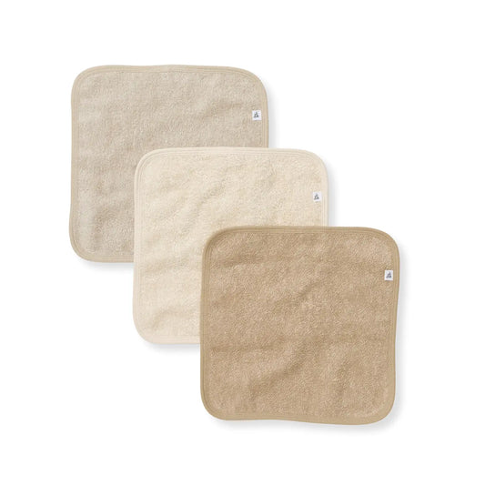 Solid Woven Terry Washcloths - Set of 3 - Oat