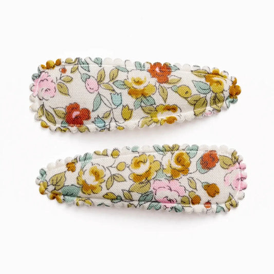 Fabric Hair Clips - Isla Yellow Floral Frankie & Claude buble Lil Tulips