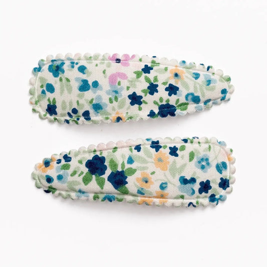 Fabric Hair Clips - Quincy Navy Blue Frankie & Claude buble Lil Tulips