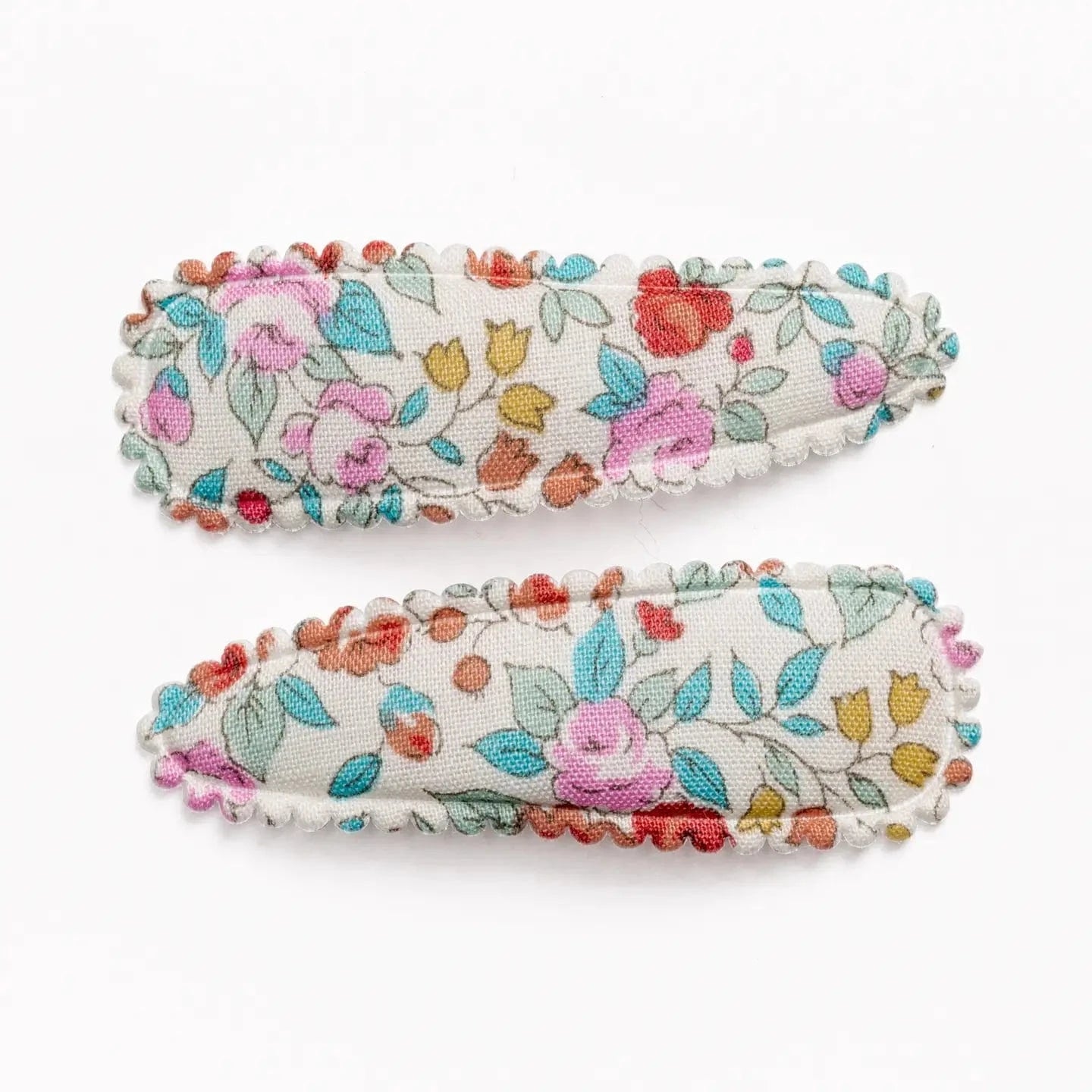 Fabric Hair Clips - Red & Teal Floral Frankie & Claude buble Lil Tulips