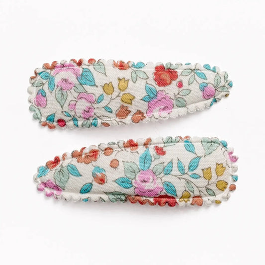Fabric Hair Clips - Red & Teal Floral Frankie & Claude buble Lil Tulips