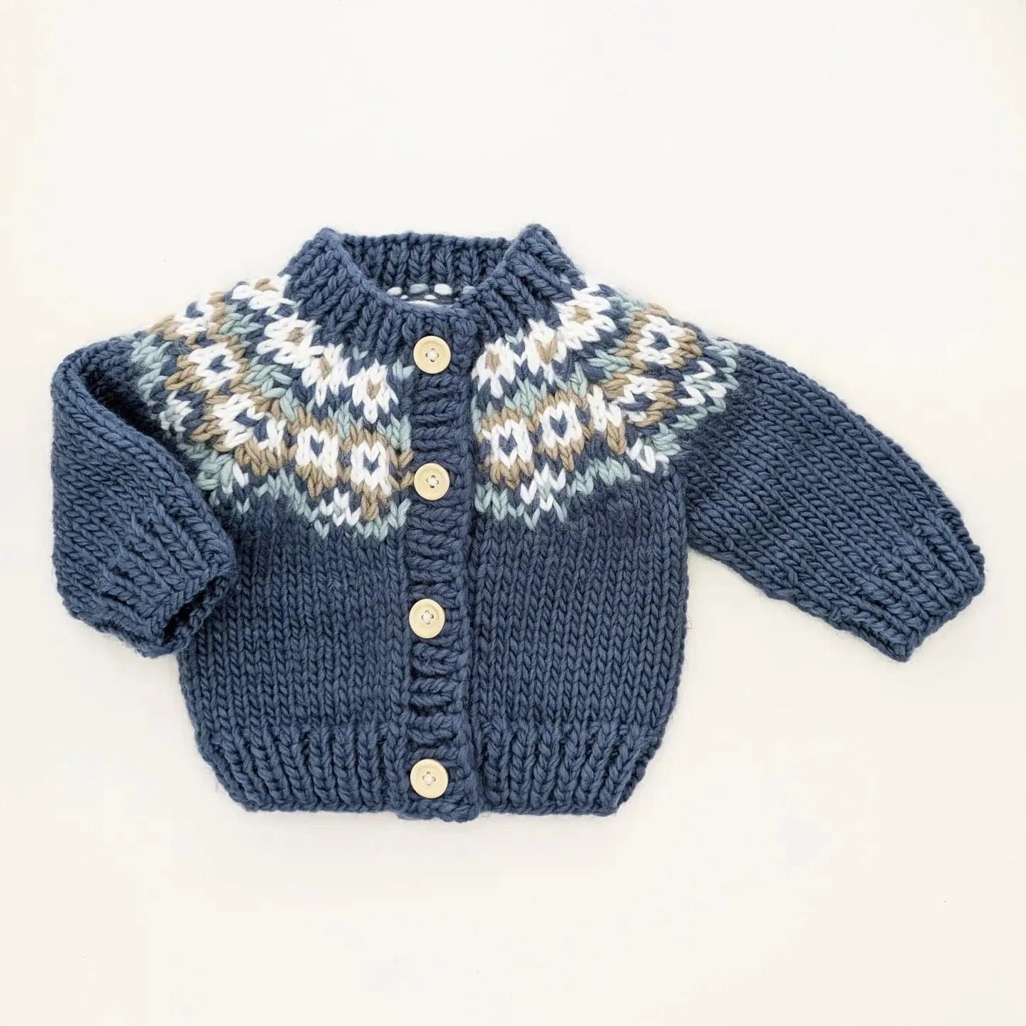 Fairisle Slate  Knit Cardigan Sweater Huggalugs Lil Tulips