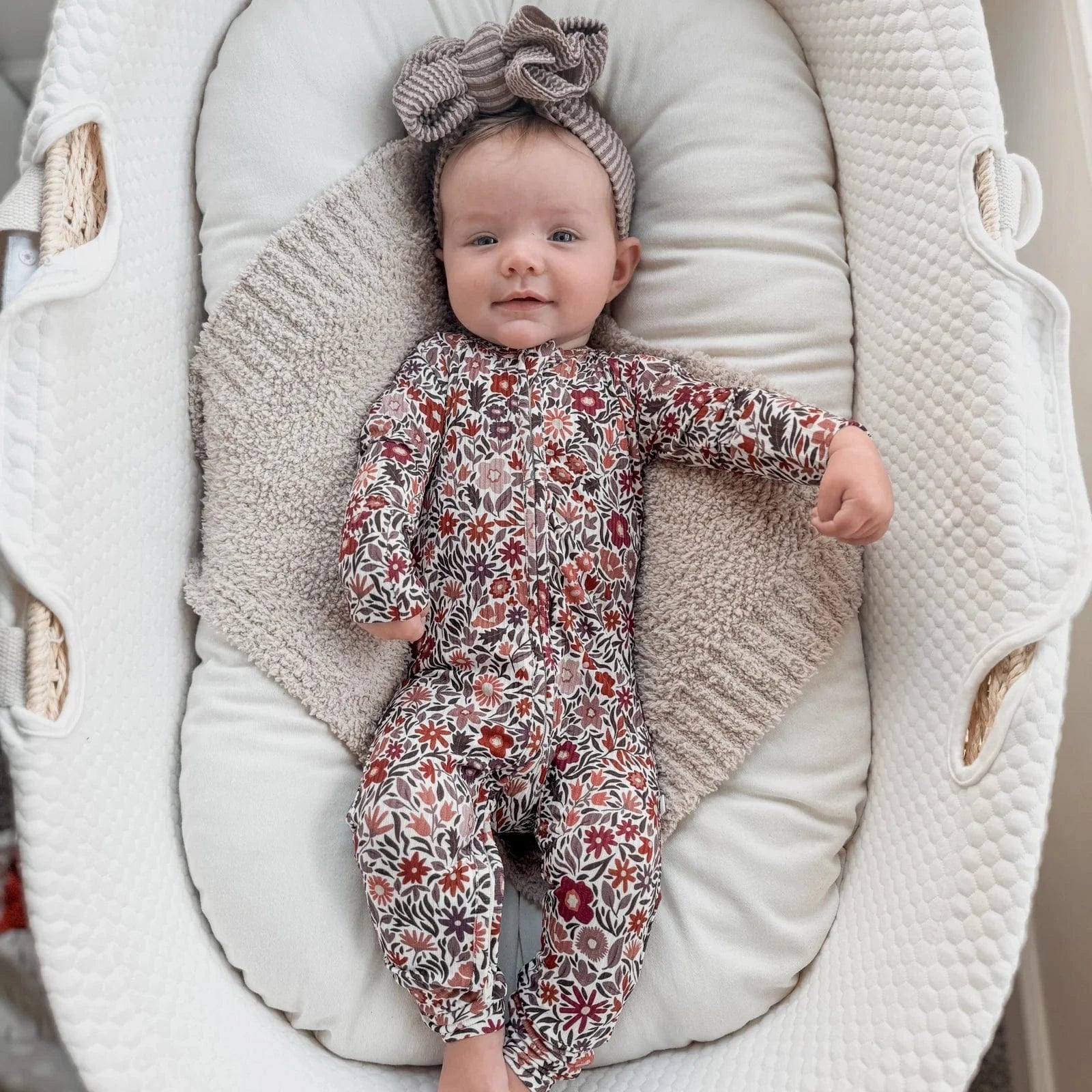 Fall Blooms Small Ribbed Zip Romper Brave Little Ones Lil Tulips