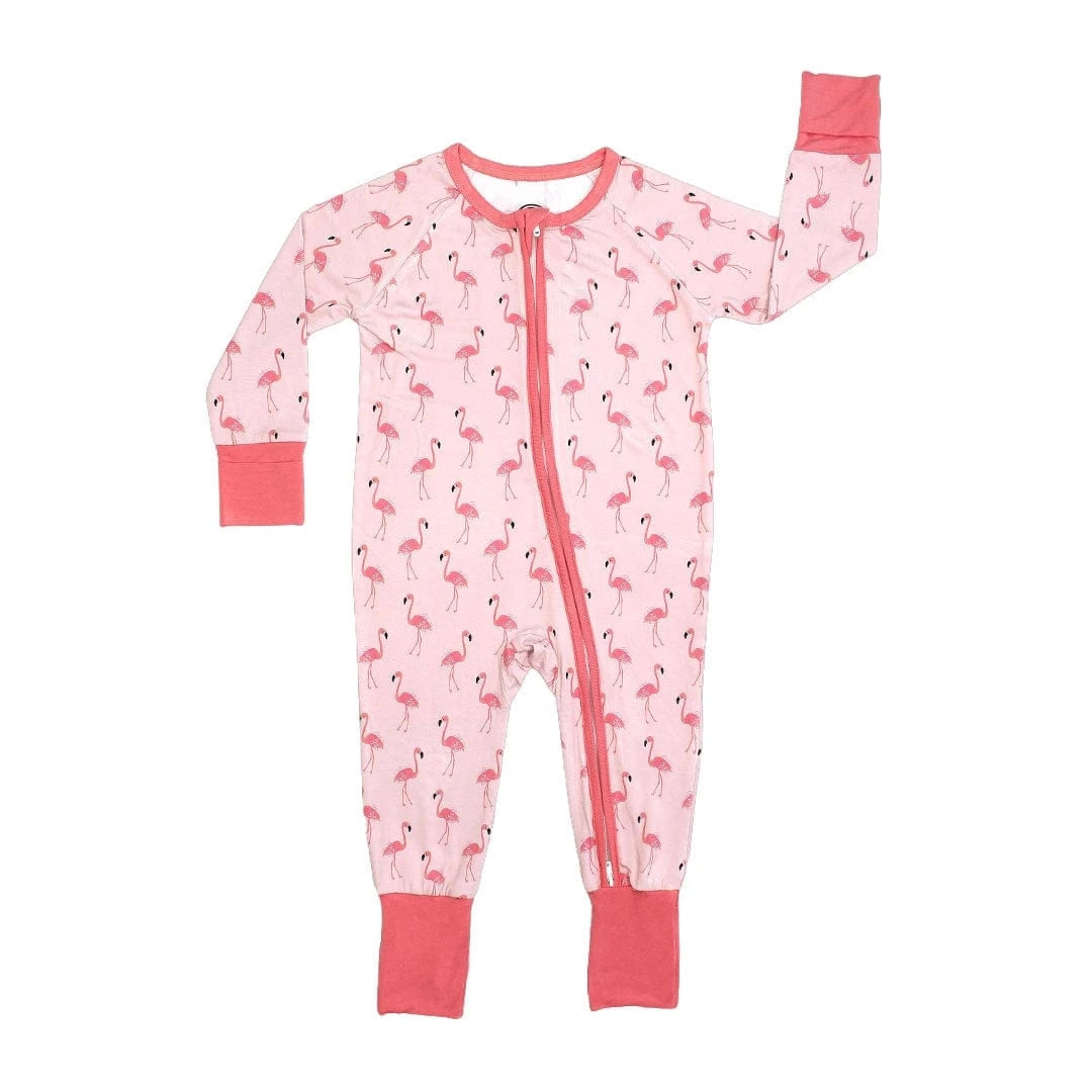 Fancy Flamingos Pink Bamboo Baby Pajamas Convertible Sleeper Emerson and Friends Baby & Toddler Clothing Lil Tulips