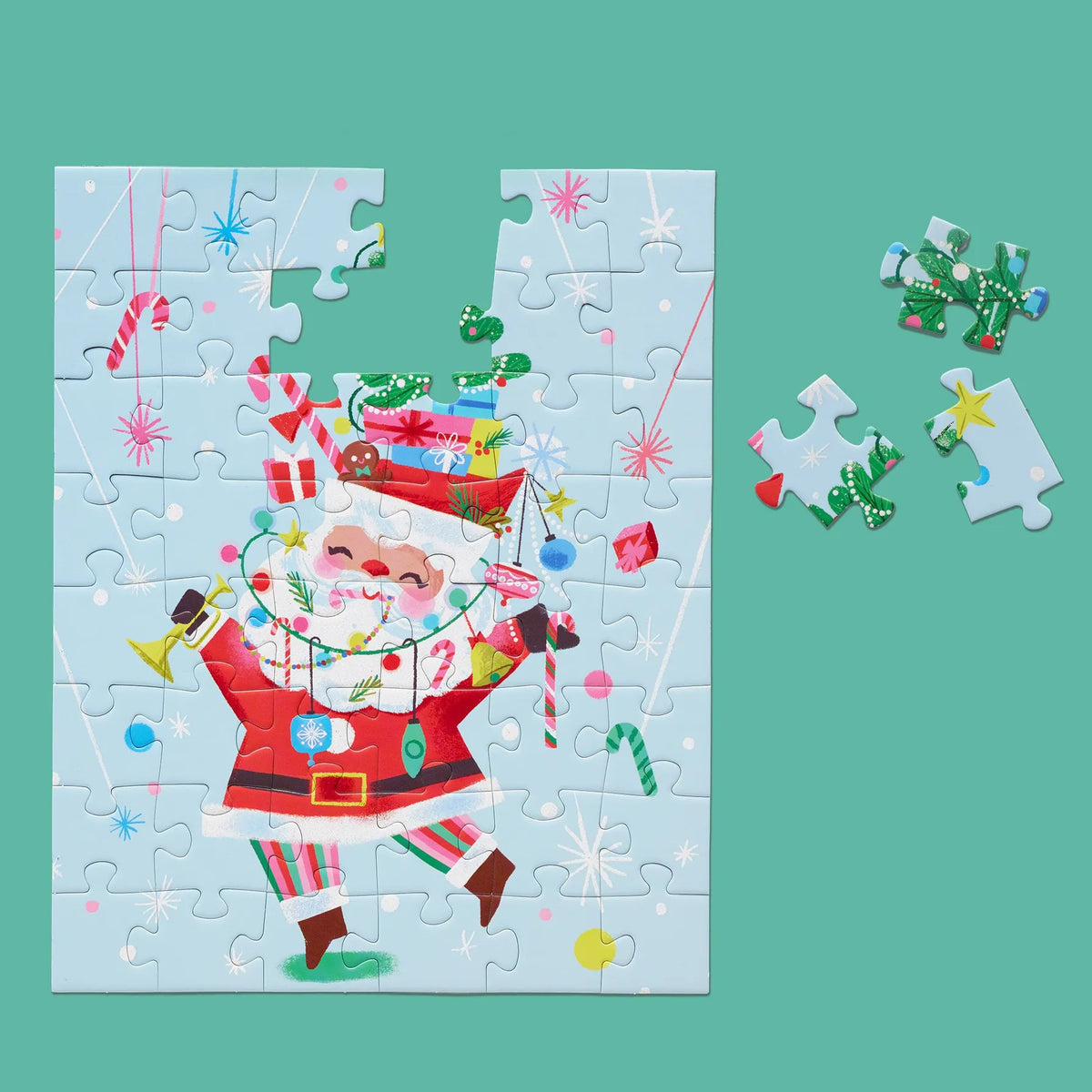 Fancy Pants Santa 48 Piece Christmas Puzzle Snax WerkShoppe Lil Tulips