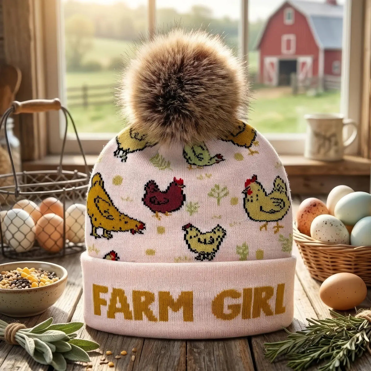 Farm Animal Jacquard Pom Beanie - Kids Northern Icons Lil Tulips