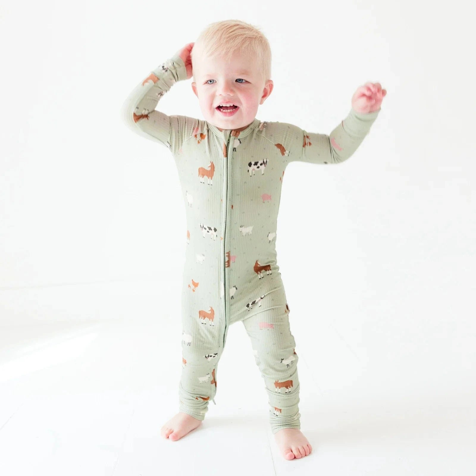 Farm Animals Small Ribbed Zip Romper Brave Little Ones Lil Tulips