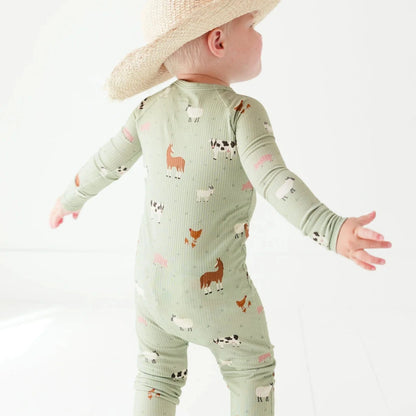 Farm Animals Small Ribbed Zip Romper Brave Little Ones Lil Tulips
