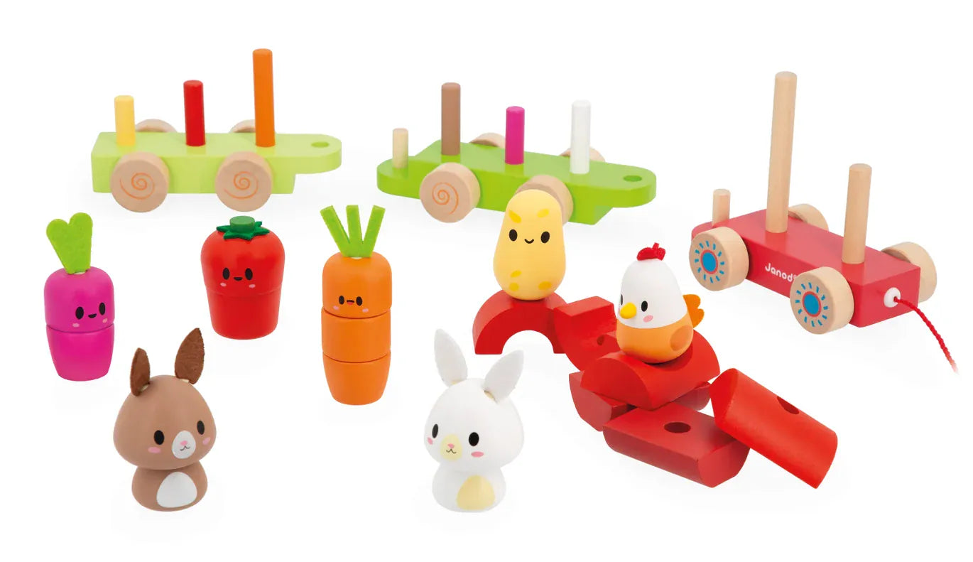 Farm Pull-Along Stacker Train Janod Lil Tulips