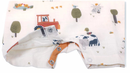 Farm Sleeveless Pocket Short Romper (Organic Muslin) Viverano Organics Lil Tulips