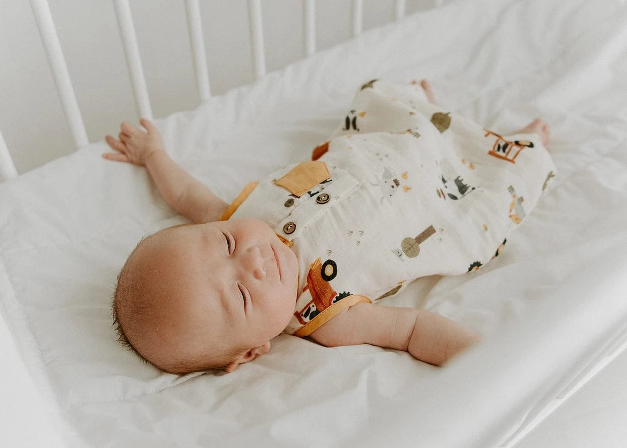 Farm Sleeveless Pocket Short Romper (Organic Muslin) Viverano Organics Lil Tulips