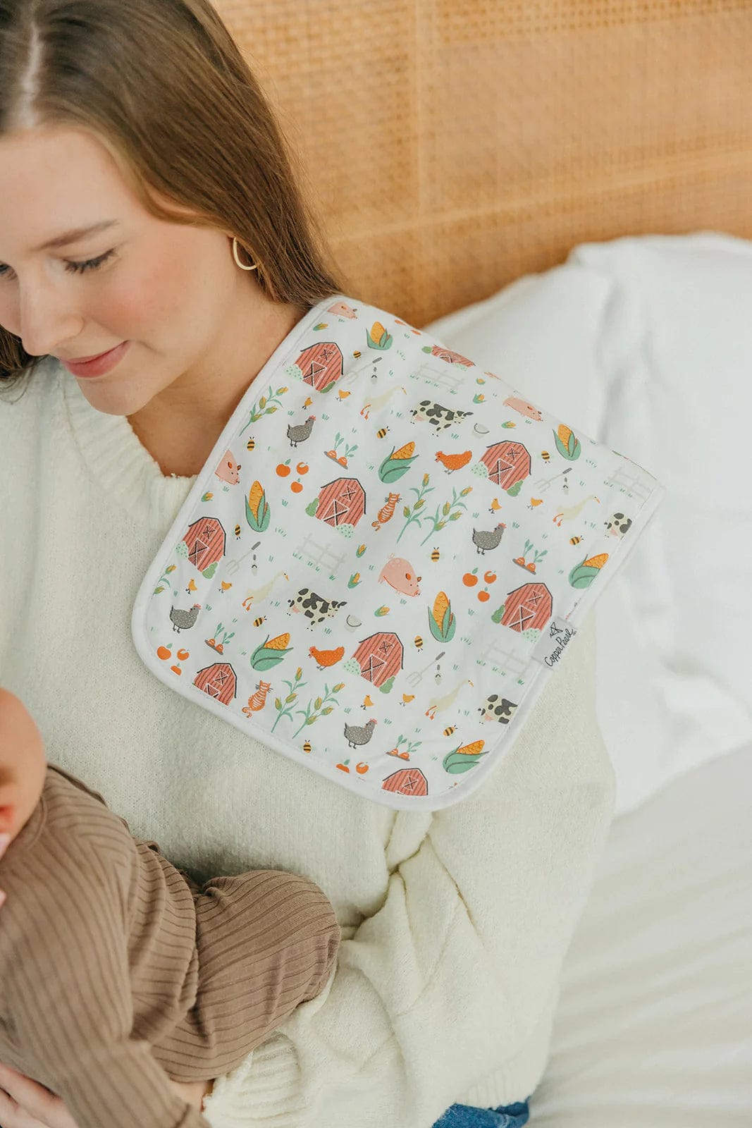 Farmstead Burp Cloth Set Copper Pearl Lil Tulips