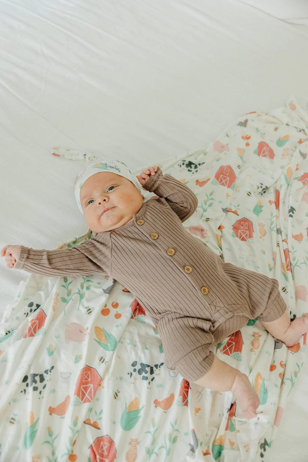 Farmstead Knit Swaddle Blanket Copper Pearl Lil Tulips