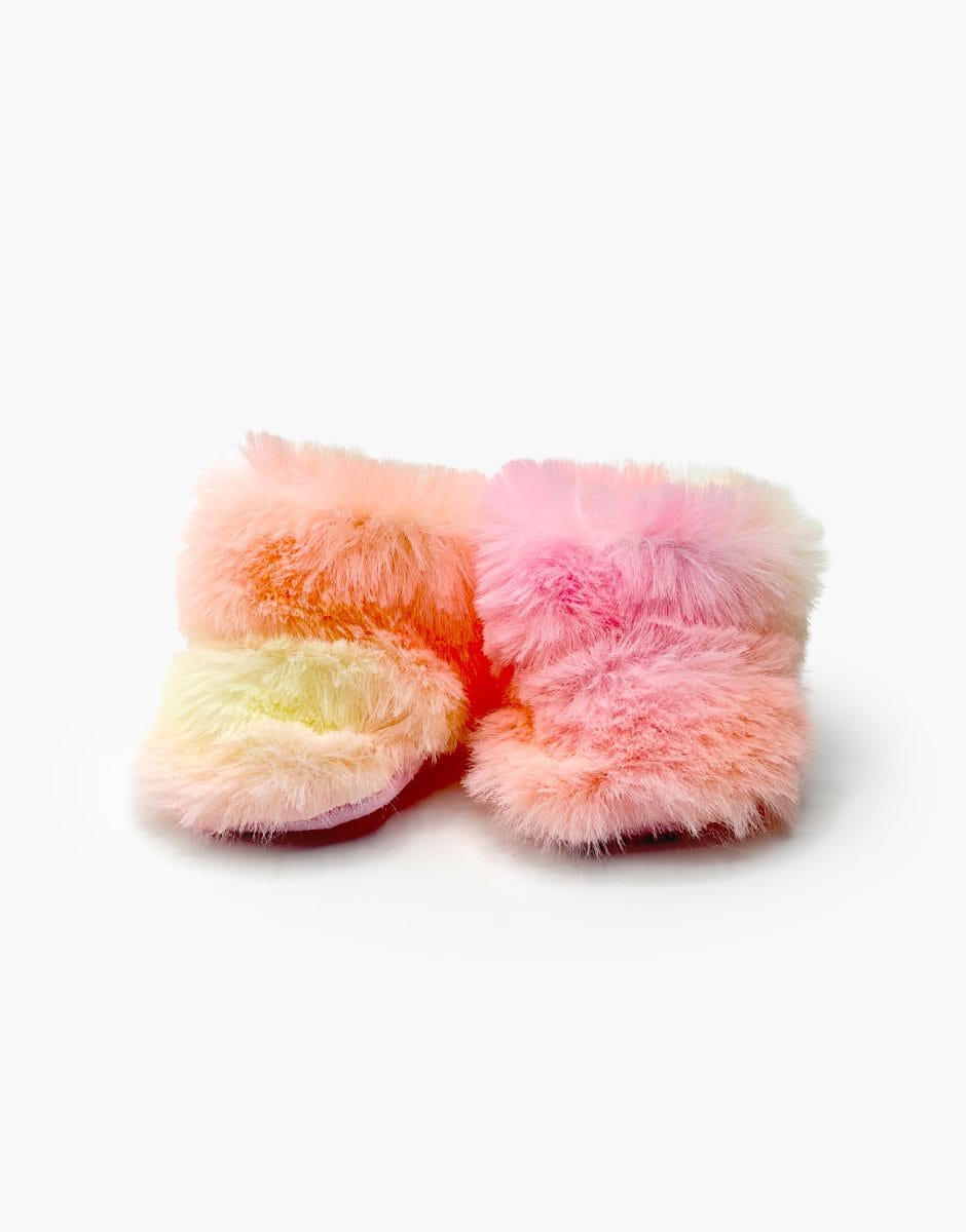 Faux Fur Doll Snow Boots - Rainbow Pink - Mini Panchas & Gordis Minikane Lil Tulips