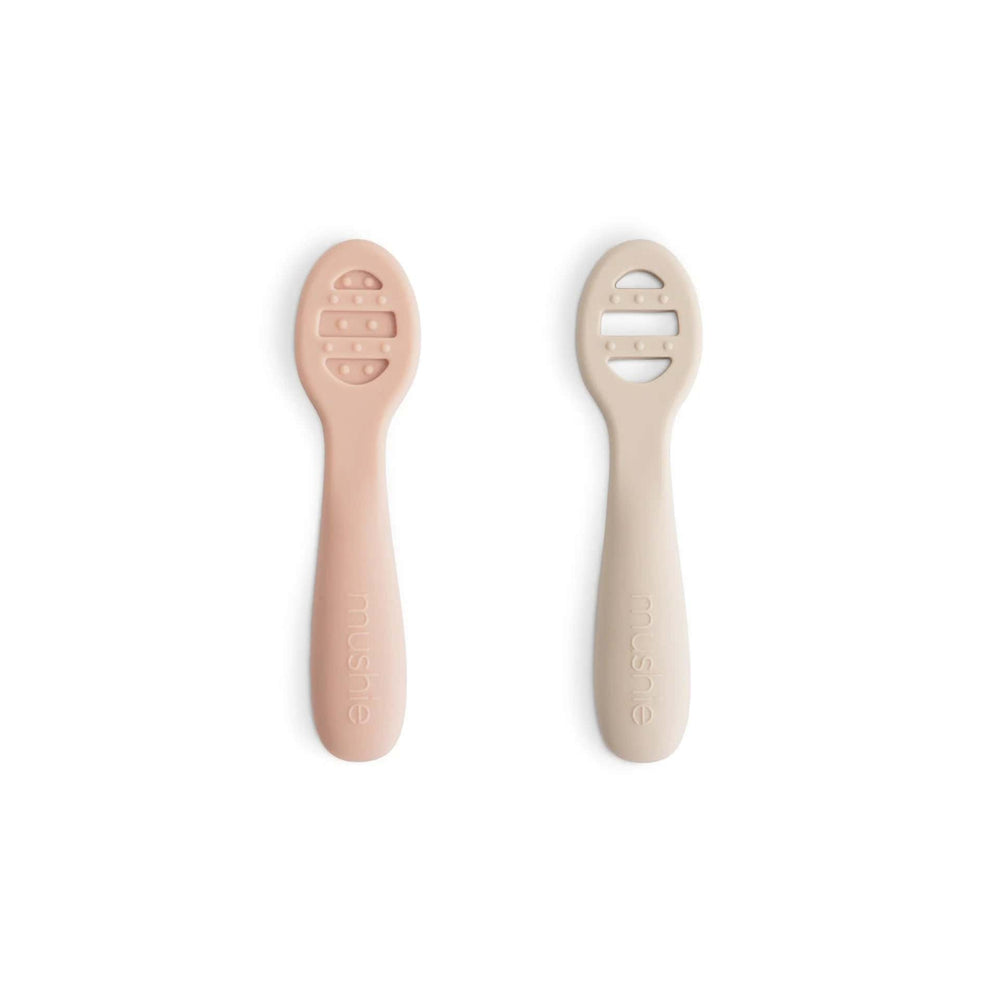 First Feeding Baby Spoons 2-Pack (Blush/Shifting Sand) Mushie Lil Tulips