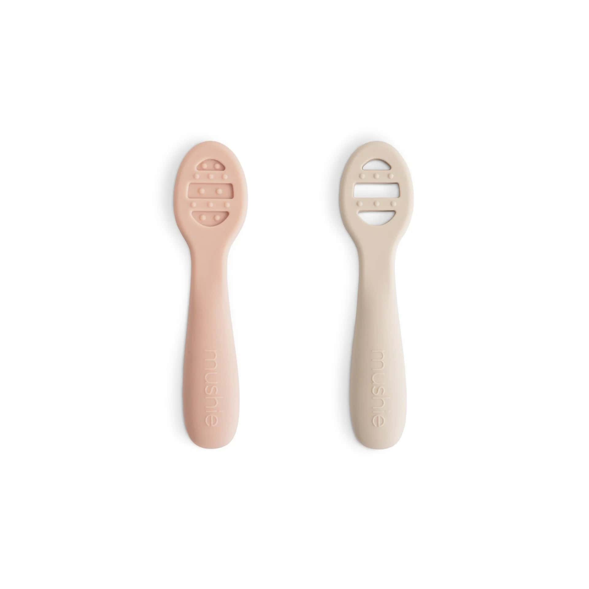 First Feeding Baby Spoons 2-Pack (Blush/Shifting Sand) Mushie Lil Tulips