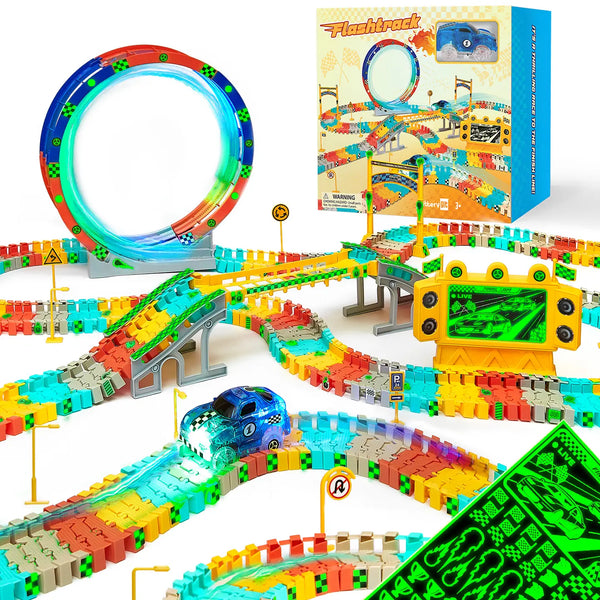 Flashtrack Glow in the Dark Racing & Building Track Set JitteryGit Lil Tulips