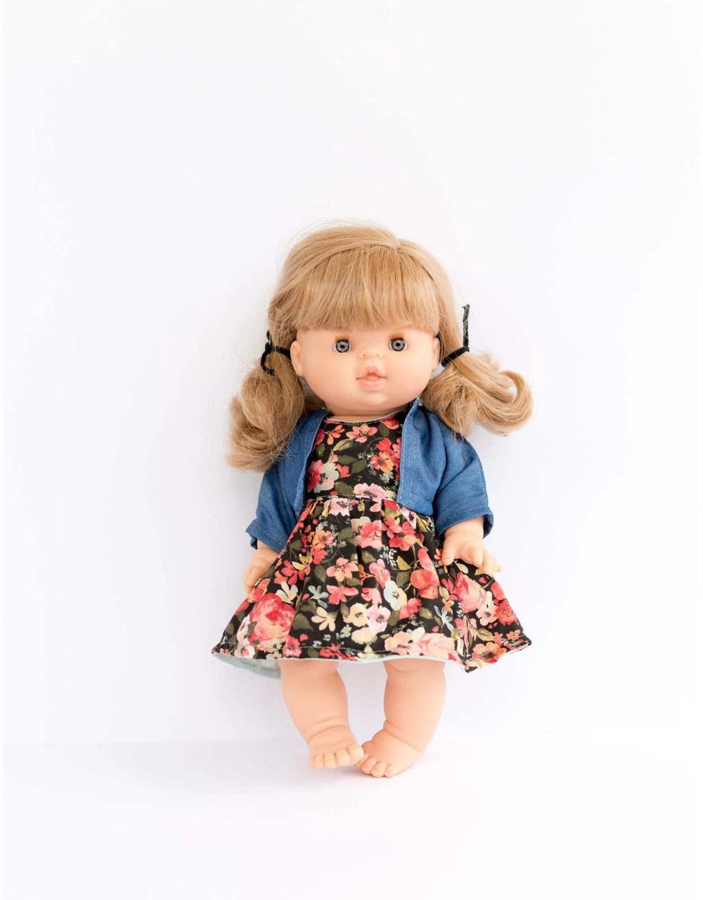 Floral Black Dress and Blue Jacket Gordis Doll Clothing Paola Reina Dolls Lil Tulips