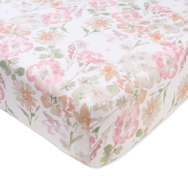 Flower Meadow Organic Cotton BEESNUG® Crib Sheet Burt's Bees Baby Lil Tulips