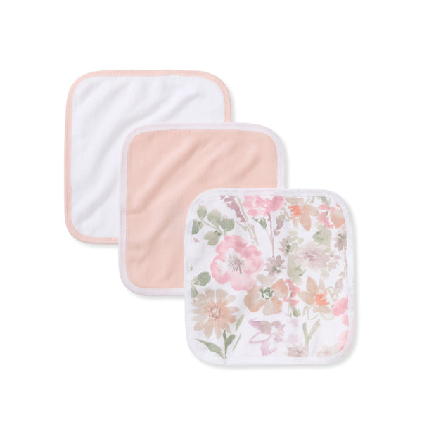 Flower Meadow Organic Cotton Knit Terry Washcloths Pack of 3 Burt's Bees Baby Lil Tulips