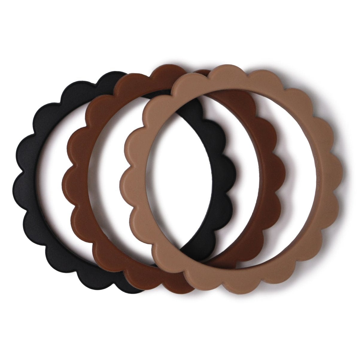 Flower Teething Bracelet 3-Pack (Black/Natural/Caramel) Mushie Lil Tulips